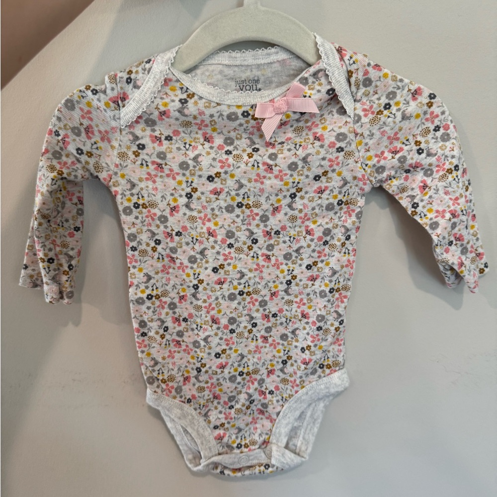 Carter's Pink and Gray Bodysuit with Floral Design